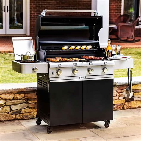 Saber 4-Burner Cast Black Gas Grill | Safe Home Fireplace