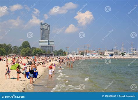 Gdynia, Poland - June 8, 2019: People on the Beach at Baltic Sea in ...