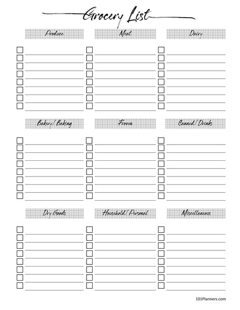 Grocery List Template | Free Printable