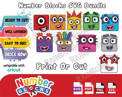 Number Blocks Svg Bundle Numberblocks Svg Cricut Crafts Bunny Svg ...