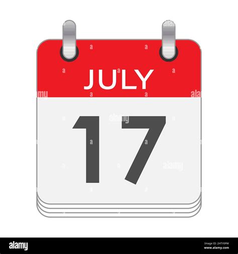 JULY 17. A leaf of the flip calendar with the date of JULY 17. Flat ...