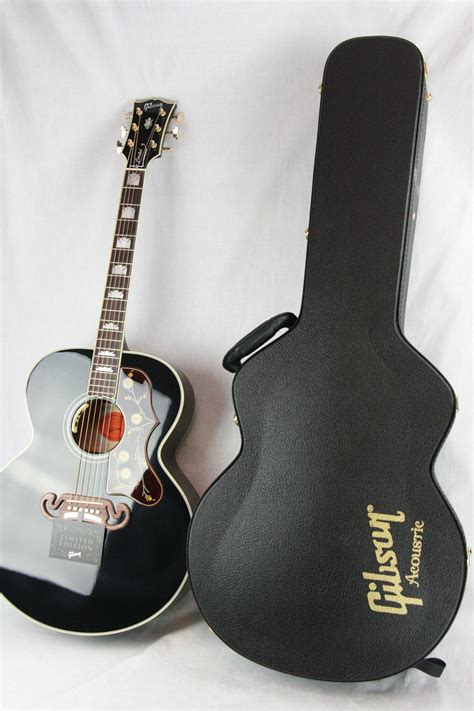 2016 Gibson Custom Shop SJ-200 Ebony BLACK! Jumbo Acoustic Guitar j 20 – Kansas City Vintage Guitars