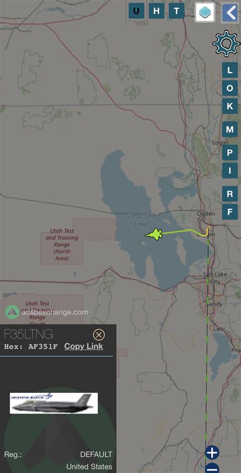 F35 going out to the range. Went off radar once inside. : r/ADSB