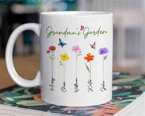 Personalized Grandma's Garden Mug Custom Grandkids Names | Etsy