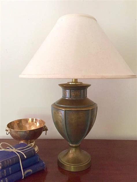 Hammered Brass Urn Lamp, Antique Brass Patina, Vintage Hollywood Regency Brass Table Lamp ...