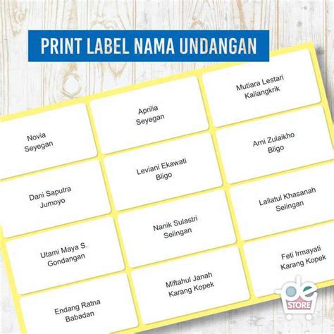 Print / Cetak Label Nama Undangan Termurah [HARGA PER 60 NAMA] | Lazada Indonesia