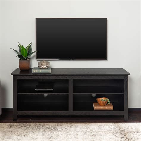 Walker Edison Wood TV Media Storage Stand for TVs up to 64" - Black - Walmart.com - Walmart.com