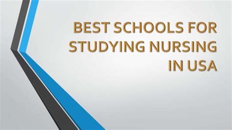 Best Schools for Studying Nursing in USA