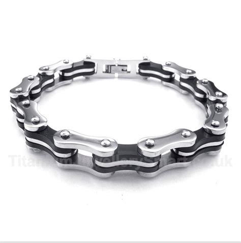 Titanium Bicycle Chain Rubber Bracelet-£56 - Titanium Jewellery UK