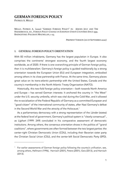 (PDF) German Foreign Policy