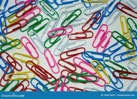 Colored Paper Clips On White Background Stock Image - Image of clip ...