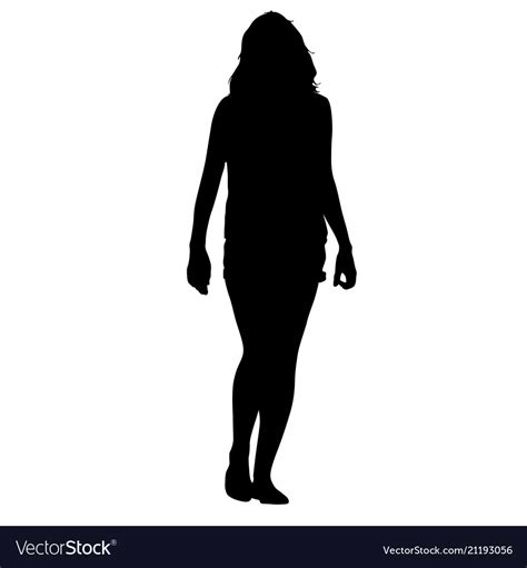 Black silhouette woman standing people on white Vector Image