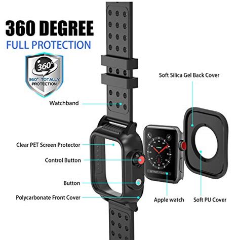 OWKEY Waterproof Apple Watch Case 42mm Series 3 with 3PCS Premium Multi ...