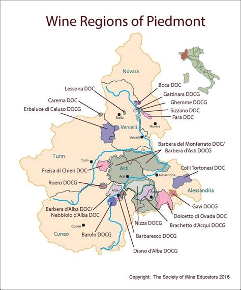 Piedmont - wine regions | Wine map, Wine region map, Piedmont wine