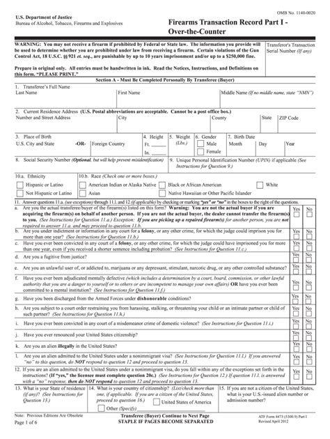 Atf Form 4473 - Fill Online, Printable, Fillable, Blank | PDFfiller