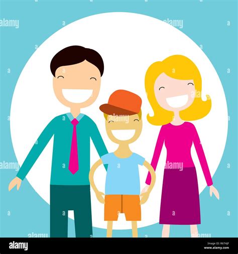 Happy family members parents and their son. Lovely cartoon characters.Vector illustration Stock ...