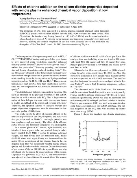 (PDF) Effects of chlorine addition on the silicon dioxide properties deposited with remote ...