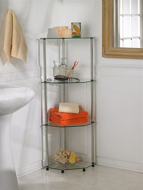 3 Tier Glass Bathroom Corner Shelf / Review Of Glass Based Bathroom Corner Shelves : 14 x 24.8 ...