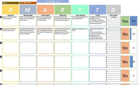 Smart Goals Template Excel