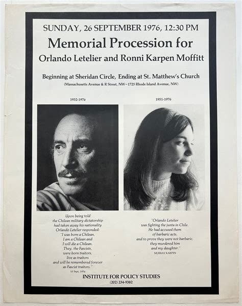 Memorial Procession for Orlando Letelier and Ronni Karpen Moffitt Post – Poster Museum