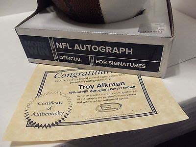 TROY AIKMAN AUTOGRAPH WILSON NFL PANEL FOOTBALL W/COA GENESCO SPORTS ...