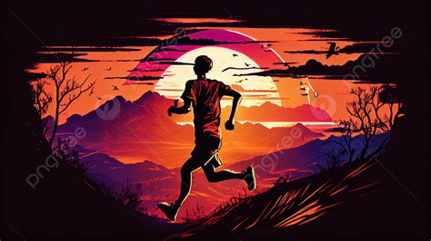 Sport Sunset Character Running Background, Sports, Sunset, Run ...