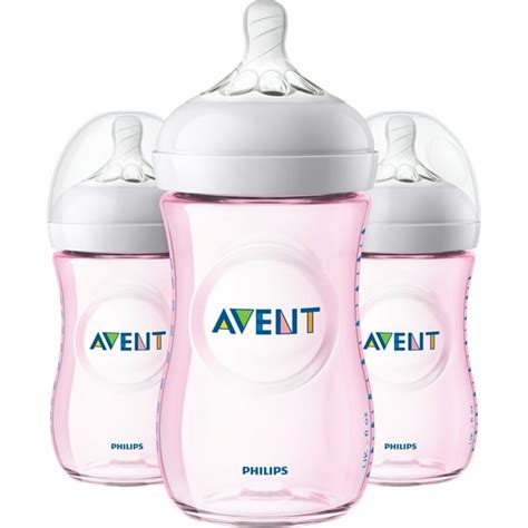 Philips Avent Natural Baby Bottle, Pink, 9oz, 3pk, SCF013/38 - Walmart ...