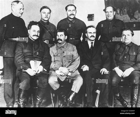 Leaders of the Russian Soviet Union, 17th Congress of the Communist Party in Moscow, 1934. Left ...