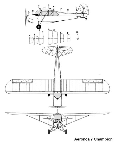 Aeronca Champion Blueprint - Download free blueprint for 3D modeling