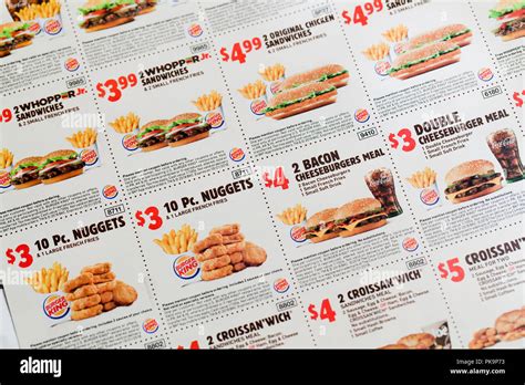 Burger King coupons (fast food coupon) - USA Stock Photo - Alamy