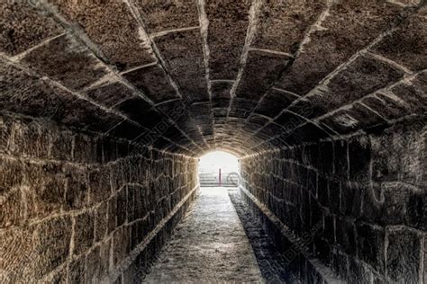 Old creepy underground stone tunnel. Halloween (730683)