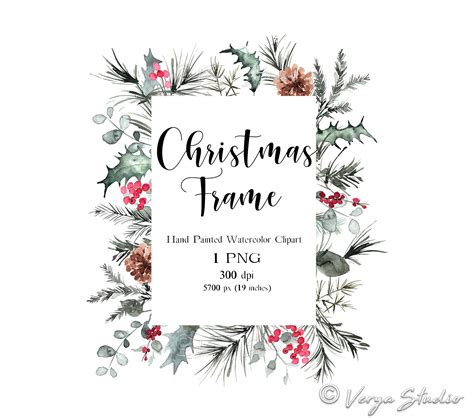 Christmas Frame Watercolor Christmas Clipart 1 Holiday Frame - Etsy Canada