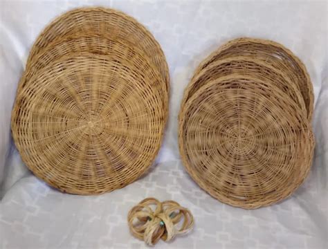 WICKER NATURAL COLOR Woven Paper Plate Holders Napkin Rings BOHO Lot $10.96 - PicClick