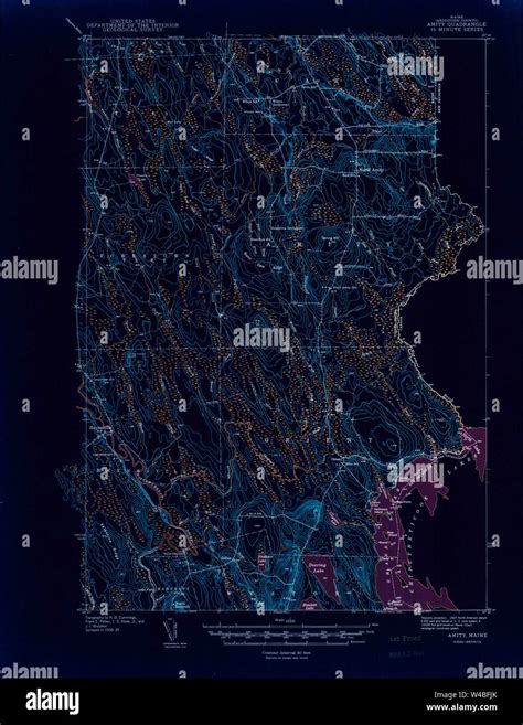 Maine USGS Historical Map Amity 460084 1940 62500 Inversion Restoration Stock Photo - Alamy