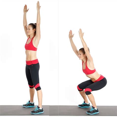 Squat With Overhead Reach | Bodyweight workout, Plank workout, Core workout