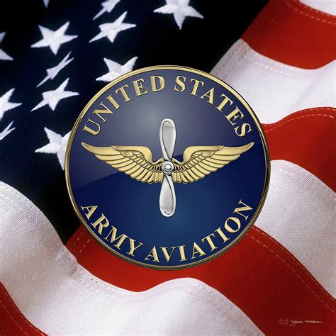 U. S. Army Aviation - Branch Insignia over American Flag Digital Art by Serge Averbukh - Pixels