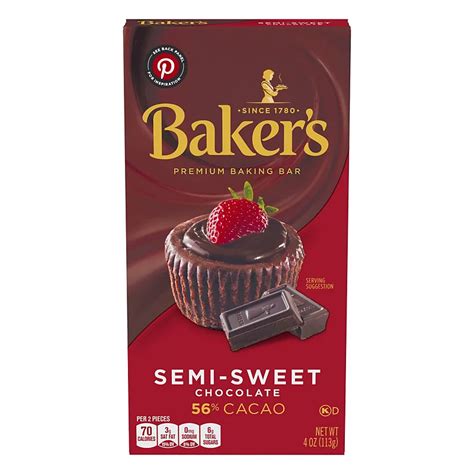 Baker's Semi-Sweet 56% Cacao Baking Chocolate Bar - Shop Baking ...