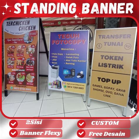 Jual STANDING BANNER ( PAPAN PRODUK IKLAN ) 2SISI | Shopee Indonesia