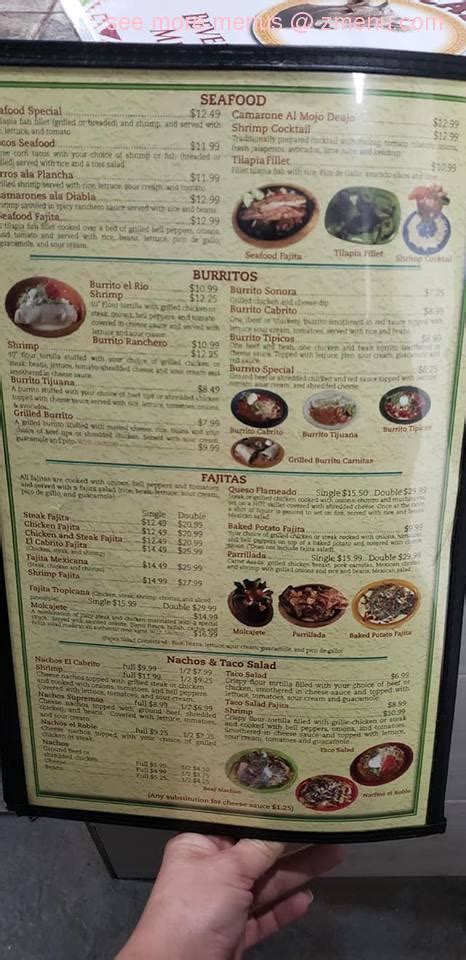 Menu at El Cabrito Mexican Restaurant, Dexter