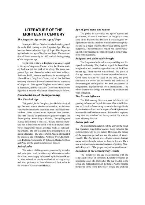 (PDF) LITERATURE OF THE EIGHTEENTH CENTURY