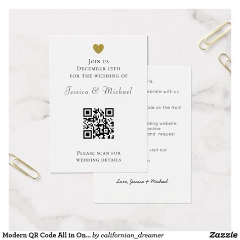 Modern QR Code All in One White Wedding Invitation | Zazzle | White ...