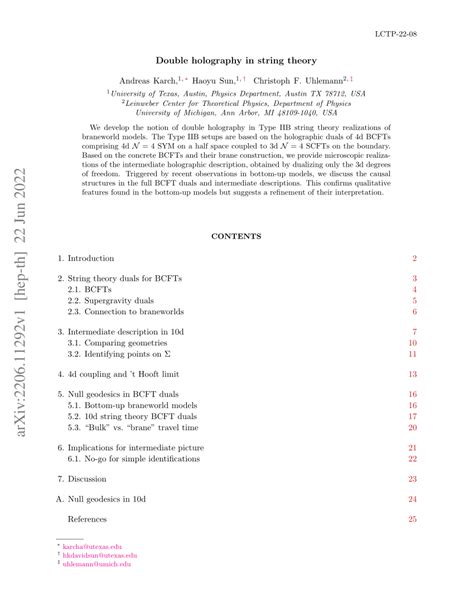 (PDF) Double holography in string theory