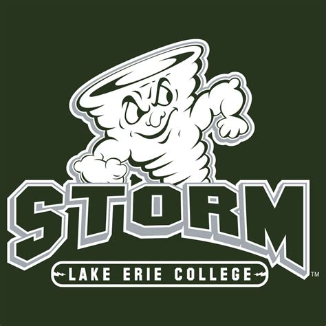 Lake Erie College Storm Primary Logo Long Sleeve T Shirt - Forest