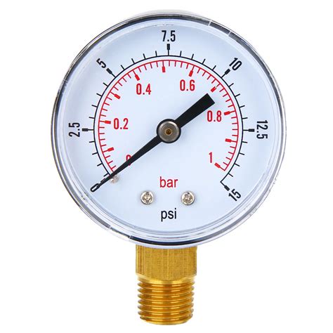 1pc Low Pressure Gauge 0 15 PSI 0 1 Bar 1/4 BSPT 70x50x22mm For Fuel ...