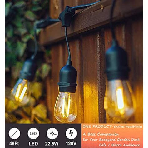 LED Outdoor String Lights, Edison Bulb 49ft Commercial Waterproof Dimmable For X | eBay