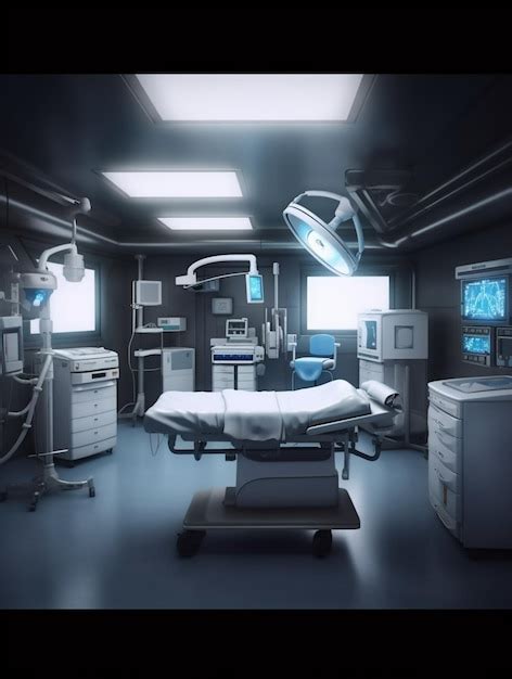 Premium AI Image | A hospital room with a bed and a monitor that says'hospital'on it