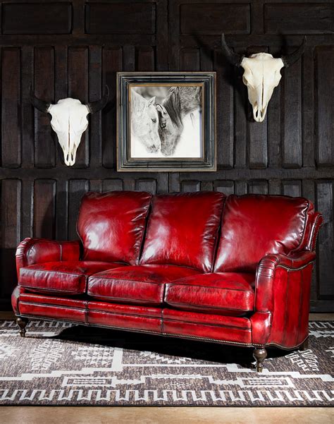 Genuine Red Leather Sectional Sofa | Baci Living Room