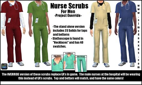 -Project Override- Male Nurse Scrubs -Original Content- Sims 4 Nexus