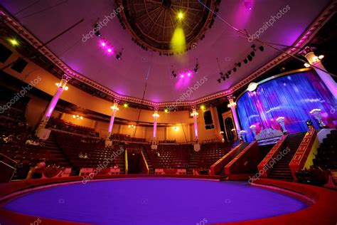 Circle arena in circus purple light lamps general view on cellin — Stock Photo © Paha_L #7937995