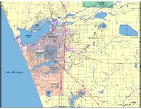 Editable Muskegon, MI City Map - Illustrator / PDF | Digital Vector Maps